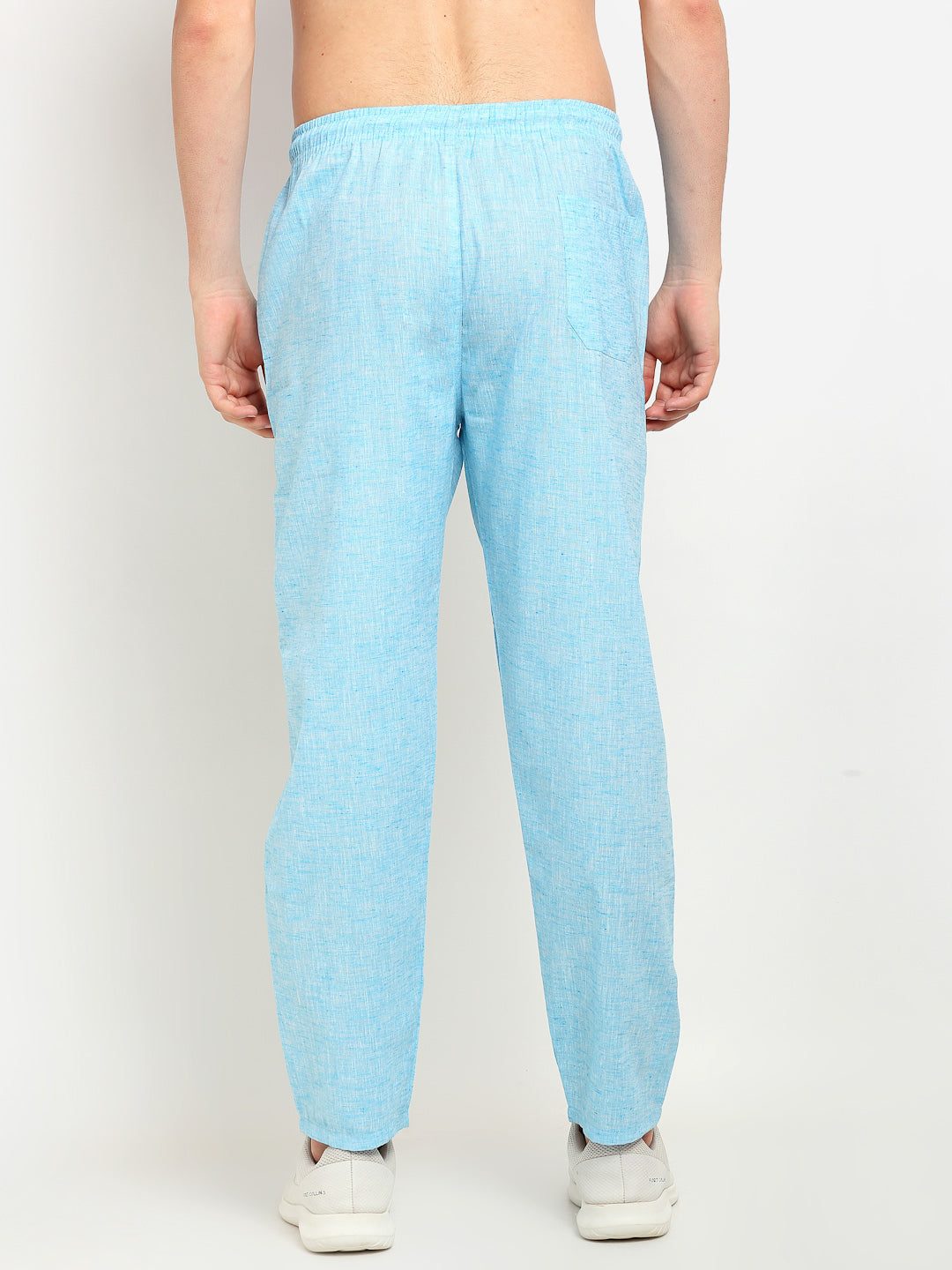Jainish Men's Blue Linen Cotton Track Pants