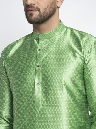Jompers Men Green & White Woven Design Kurta with Pyjamas