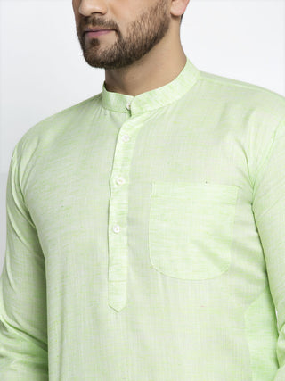 Jompers Men Green & White Self Design Kurta with Pyjamas