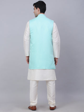Men's Solid Kurta Pyjama With Shrug Jacket