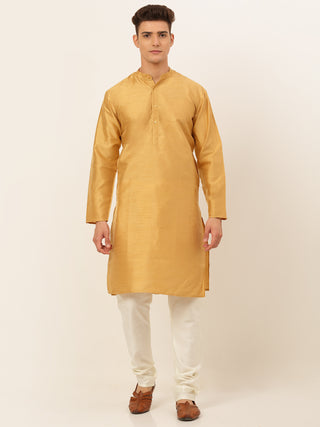 Men's Solid Kurta Pyjama With Nehru Jacket