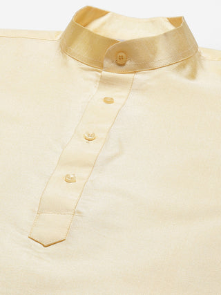 Men's Solid Kurta Pyjama With Floral Cream Printed Nehru Jacket