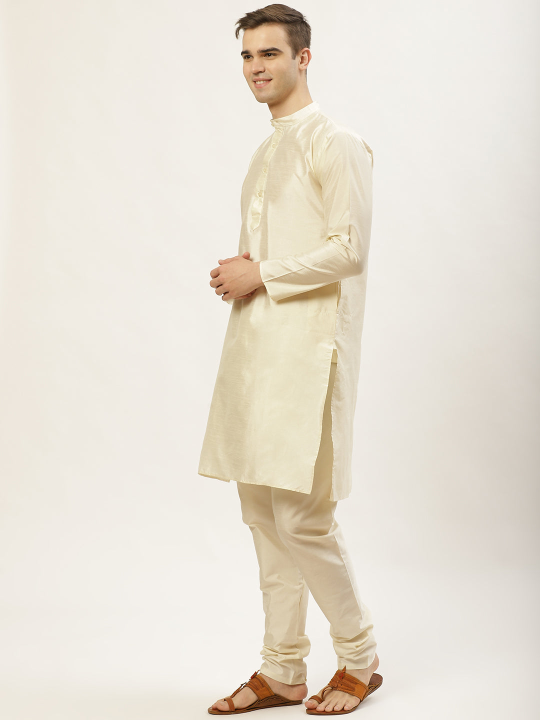 Jompers Men's Ikat Print Nehru Jacket & Kurta Pyjama