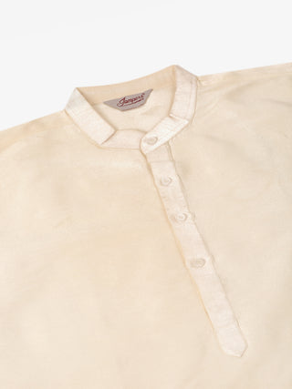 Men's Solid Dupion Silk Kurta Pyjama With Embroidered Nehru Jacket