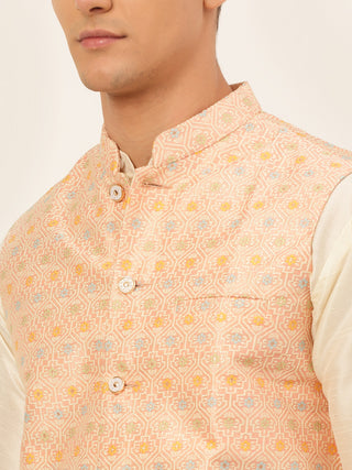 Men's Solid Kurta Pyjama With Nehru Jacket