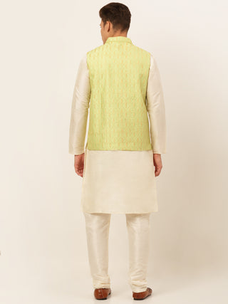 Men's Solid Kurta Pyjama With Nehru Jacket