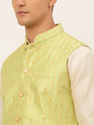 Men's Solid Kurta Pyjama With Nehru Jacket