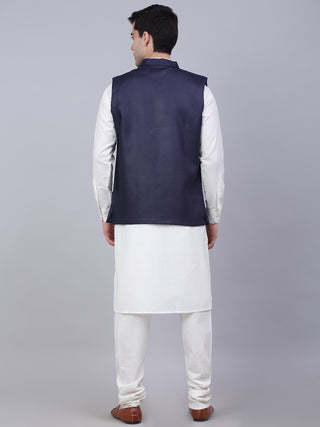 Men's Solid Kurta Pyjama With Nehru Jacket
