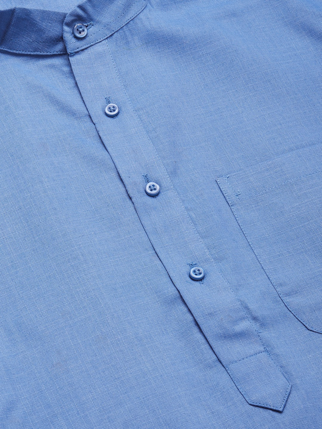 Jompers Men's Blue Cotton Solid Kurta Pyjama