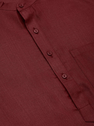 Jompers Men's Maroon Cotton Solid Kurta Only