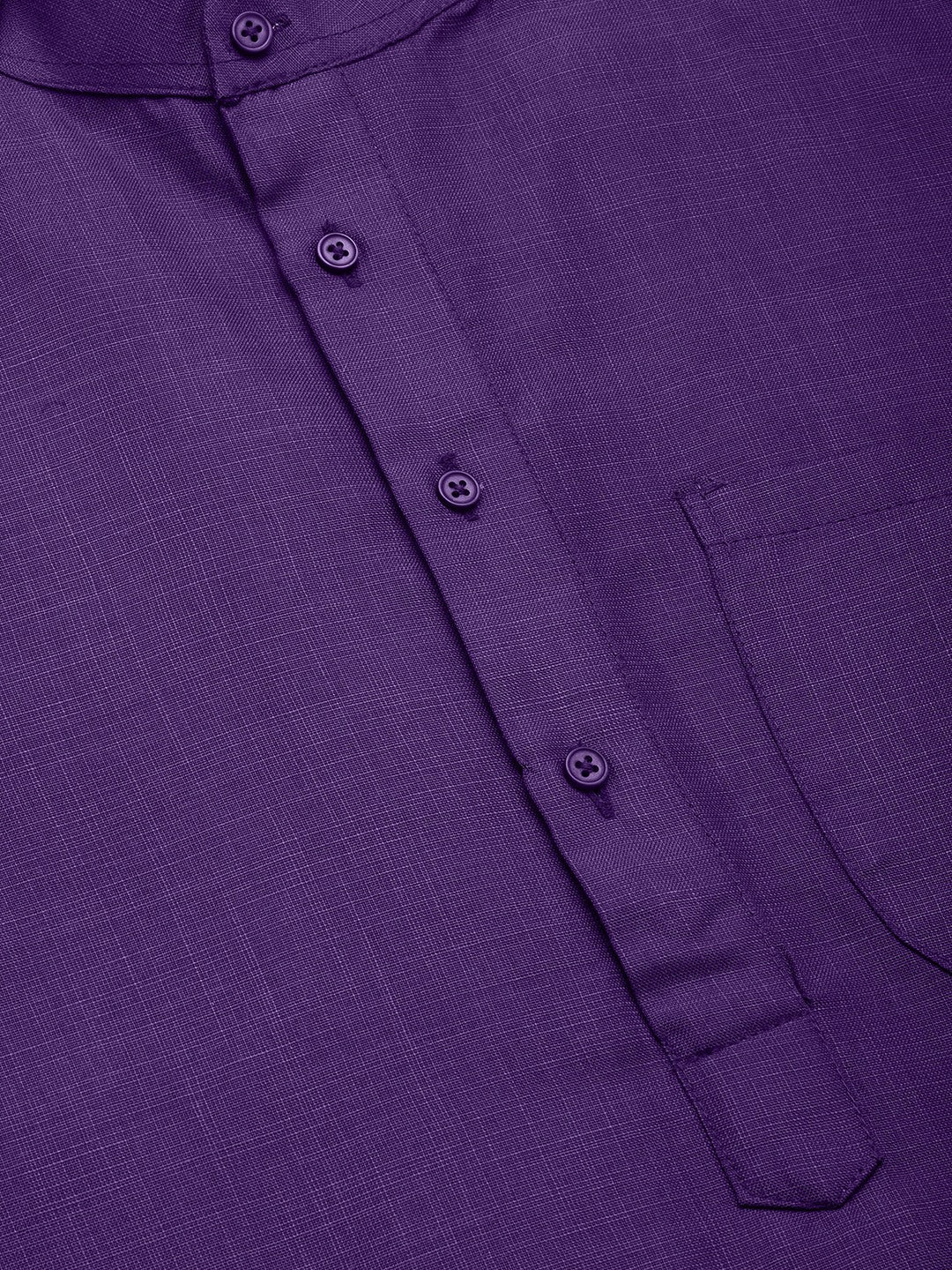 Jompers Men's Purple Cotton Solid Kurta Only
