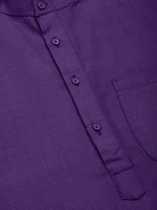 Jompers Men's Purple Cotton Solid Kurta Only