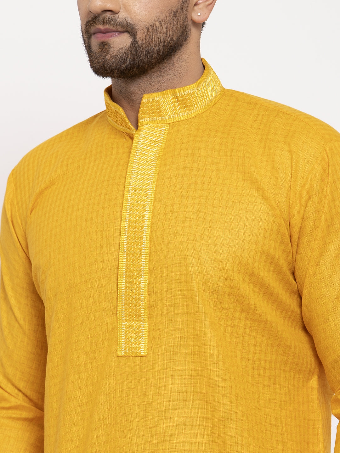 Jompers Men's Mustard Woven Kurta Payjama Sets