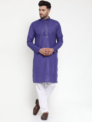 Jompers Men's Purple Woven Kurta Payjama Sets