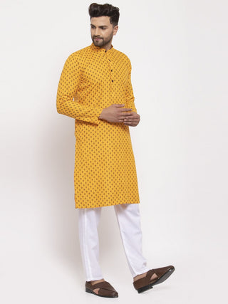 Jompers Men Yellow Printed Kurta Only