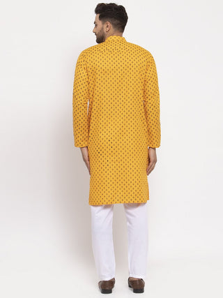 Jompers Men Yellow Printed Kurta Only