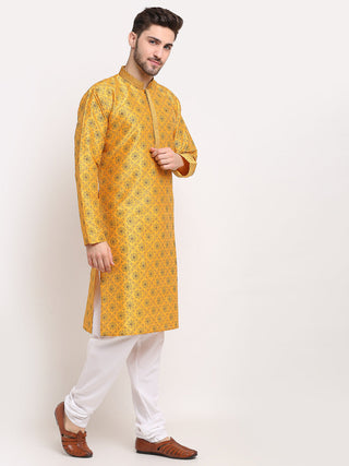 Jompers Men's Mustard Woven Kurta Only