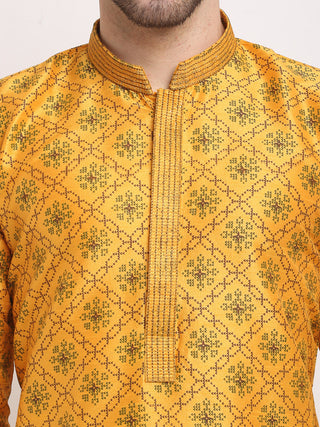 Jompers Men's Mustard Woven Kurta Payjama Sets
