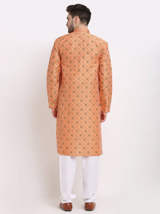 Jompers Men's Orange Woven Kurta Payjama Sets