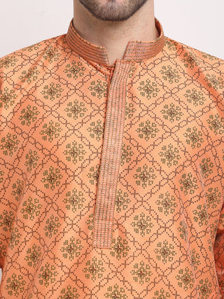 Jompers Men's Orange Woven Kurta Payjama Sets