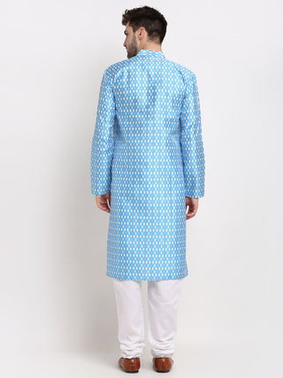 Jompers Men's Sky Dupion Ikkat Kurta Only