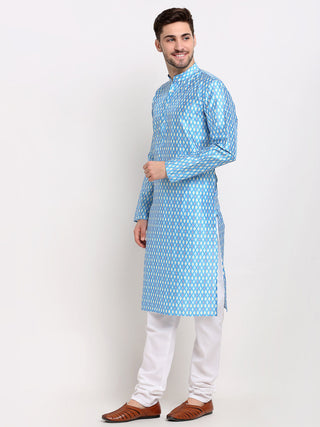 Jompers Men's Sky Dupion Ikkat Kurta Only