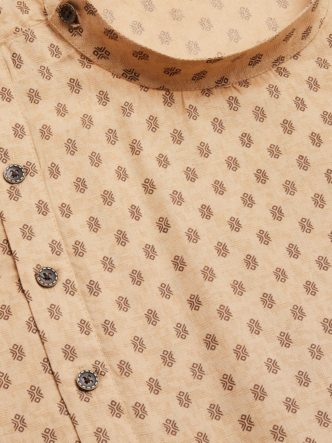 Jompers Men's Beige Cotton printed kurta Pyjama Set
