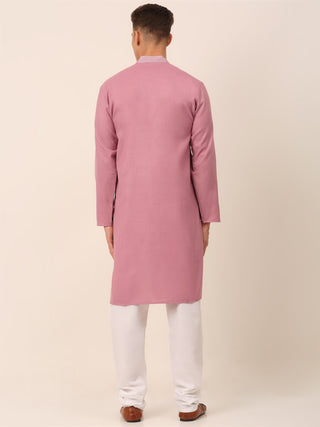 Men's Magenta Pink Embroidered Kurta Pajama Sets