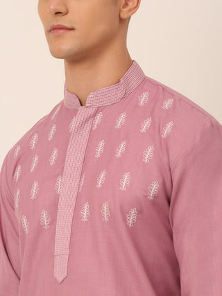 Men's Magenta Pink Embroidered Kurta Pajama Sets