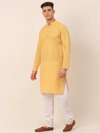 Men's Pure Cottom Embroidered Kurta Pyjama Set