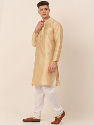 Men's Silk Blend Collar Embroidered Kurta Pyjama Set