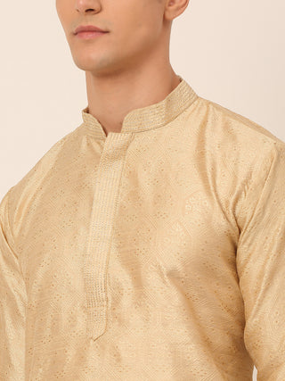 Men's Silk Blend Collar Embroidered Kurta Pyjama Set