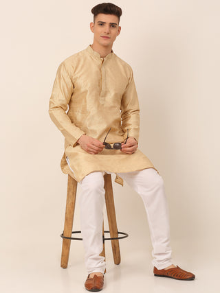 Men's Silk Blend Collar Embroidered Kurta Pyjama Set