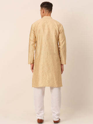 Men's Silk Blend Collar Embroidered Kurta Pyjama Set