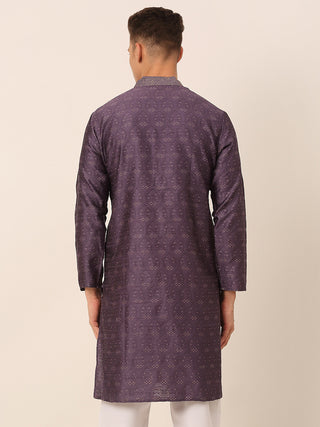 Men's Silk Blend Collar Embroidered Kurta only