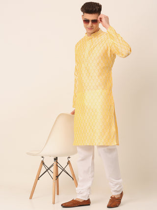 Men's Silk Blend Collar Embroidered Kurta Pyjama Set