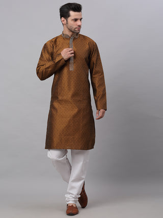 Men's Silk Blend Collar Embroidered Kurta Pyjama Set