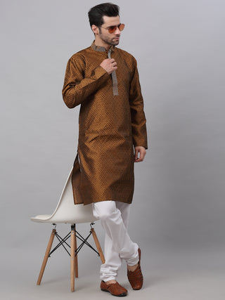 Men's Silk Blend Collar Embroidered Kurta Pyjama Set