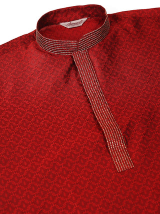 Men's Silk Blend Collar Embroidered Kurta Pyjama Set