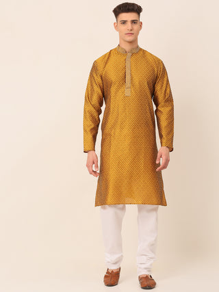 Men's Silk Blend Collar Embroidered Kurta Pyjama Set