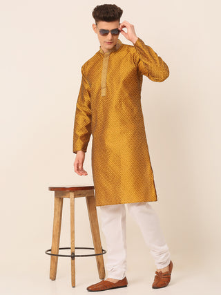 Men's Silk Blend Collar Embroidered Kurta Pyjama Set