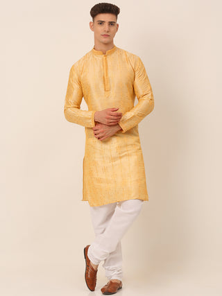 Men's Silk Blend Collar Embroidered Kurta Pyjama Set