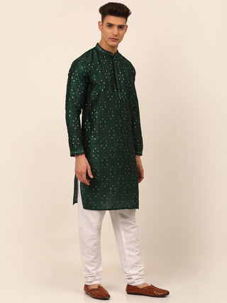 Men's Silk Blend Collar Embroidered Kurta Only