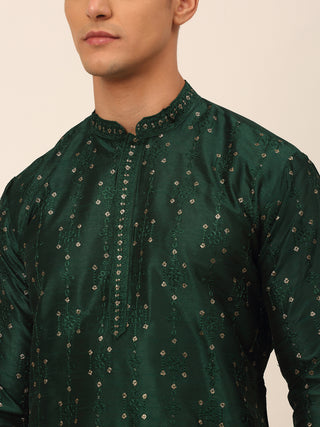 Men's Silk Blend Collar Embroidered Kurta Only