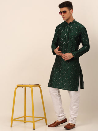 Men's Silk Blend Collar Embroidered Kurta Only