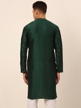 Men's Silk Blend Collar Embroidered Kurta Only