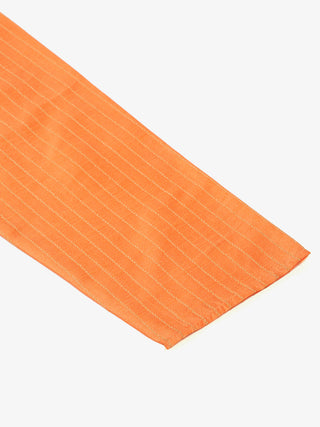 Men Peach Striped Pleated Chikankari Kurta pyjama Set