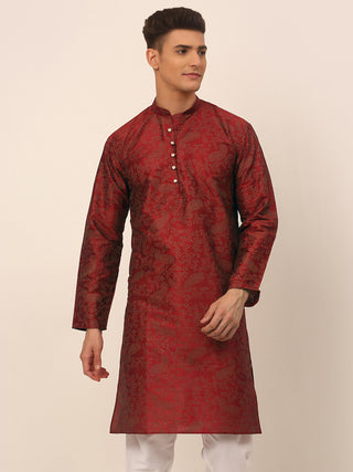 Men Maroon Paisley Printed Kurta Only