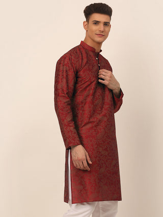 Men Maroon Paisley Printed Kurta Only