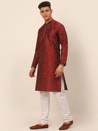 Men Maroon Paisley Printed Kurta with Pyjama